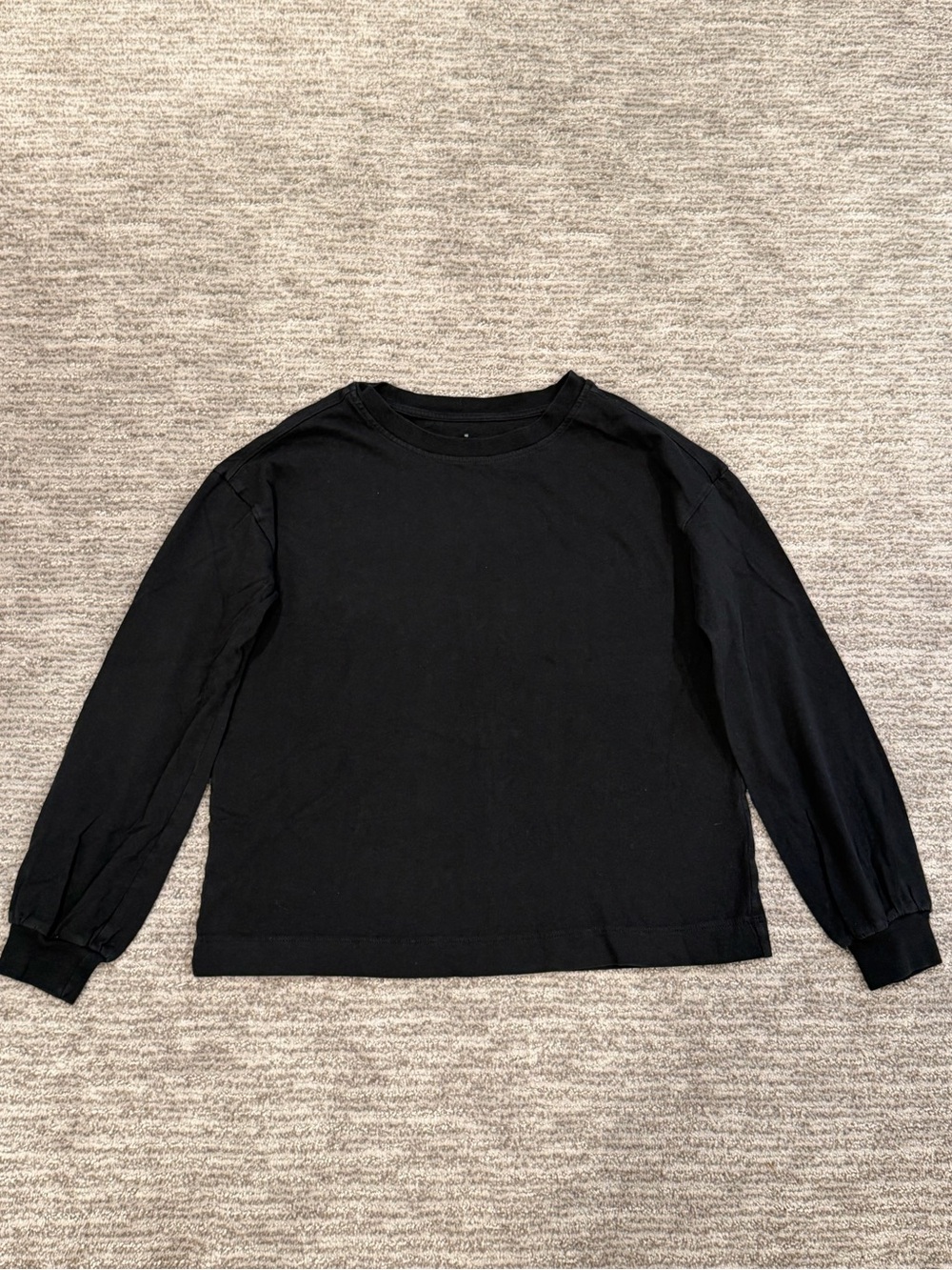 Everlane Women's Size XS Black 100% Organic Cotton Long Sleeve Boxy T-Shirt